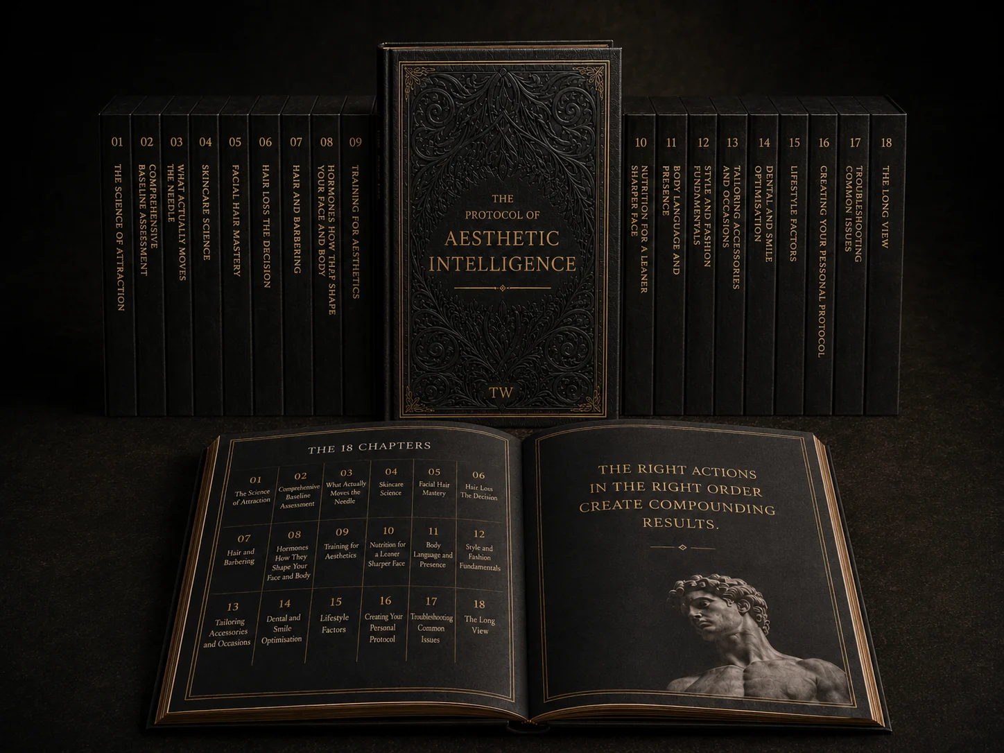 The complete edition: the bound volume with all eighteen chapters, shown with an open spread of the chapter index